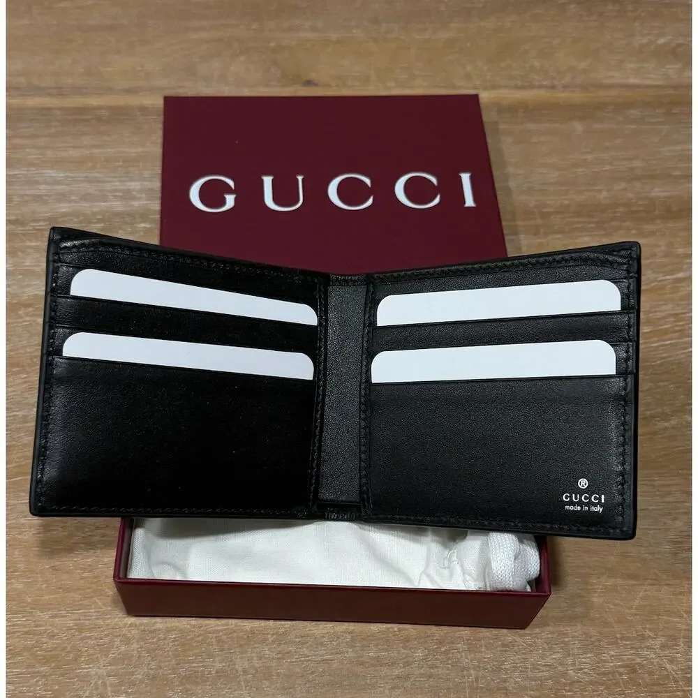 Gucci Horsebit Leather Bifold Wallet Black NIB Box Dust Bag Mens